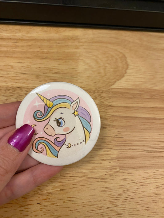 Happy Rainbow Unicorn 2.25" Button Pins or 1.25" Button options