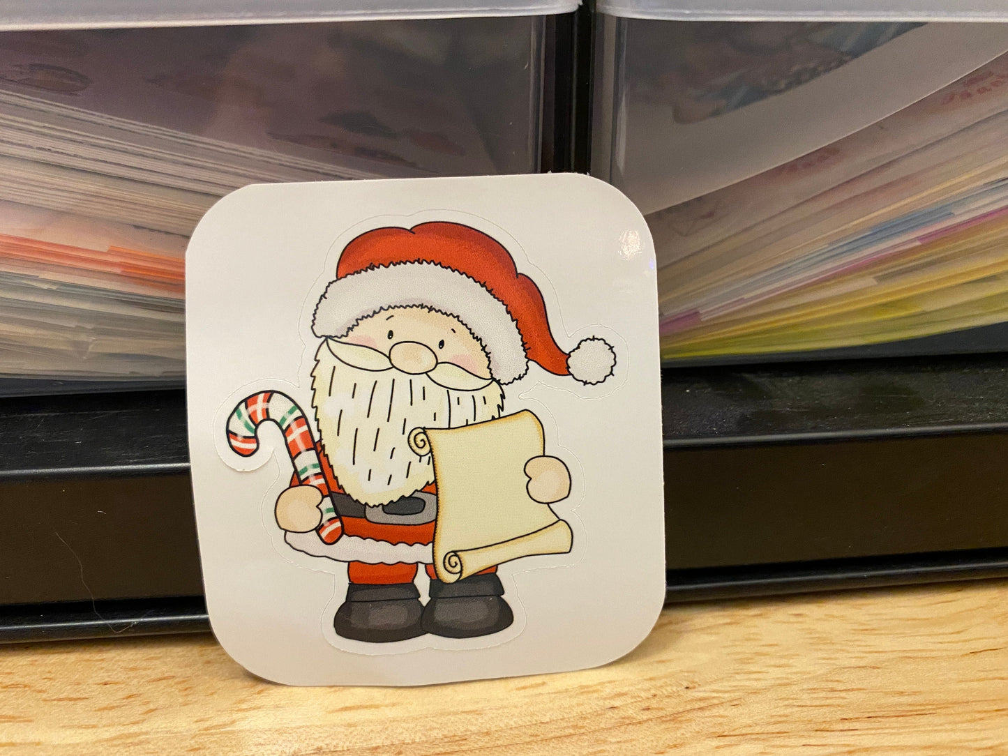 Santa Checking his List Sticker,Cute Santa Sticker