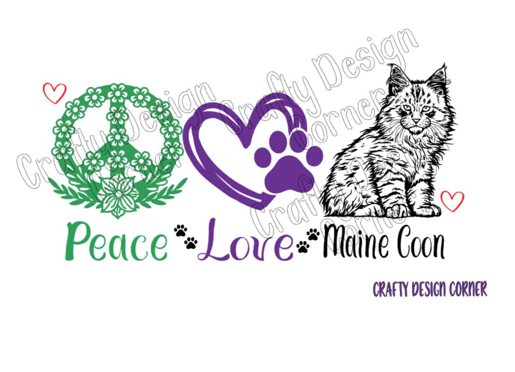 Peace Love Maine Coon Download Png / JPeg Design