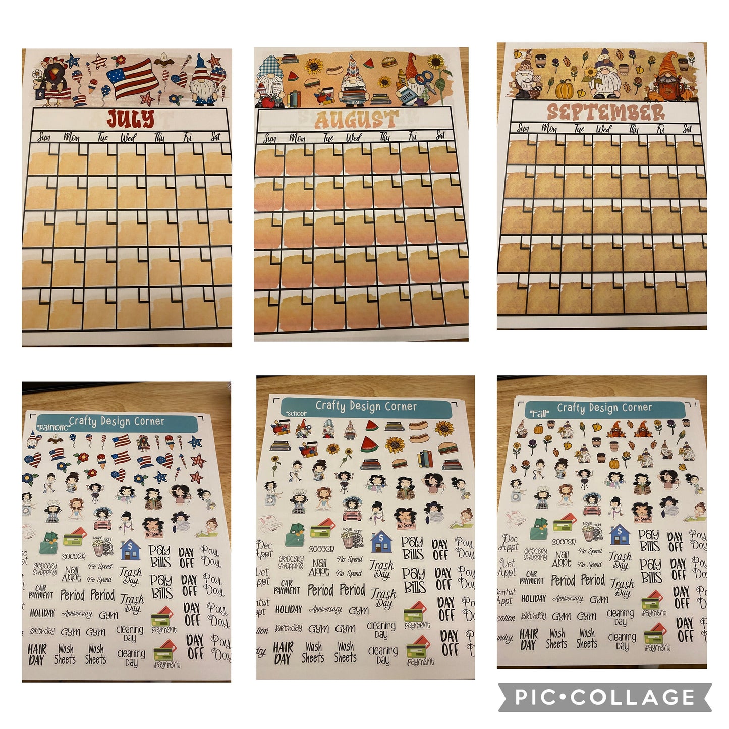 Background Themed Wall Planner Calendar with Sticker Sheets Bundle, Wall Caledar comes with Sticker sheet,  Sticker sheets Wall Calendar