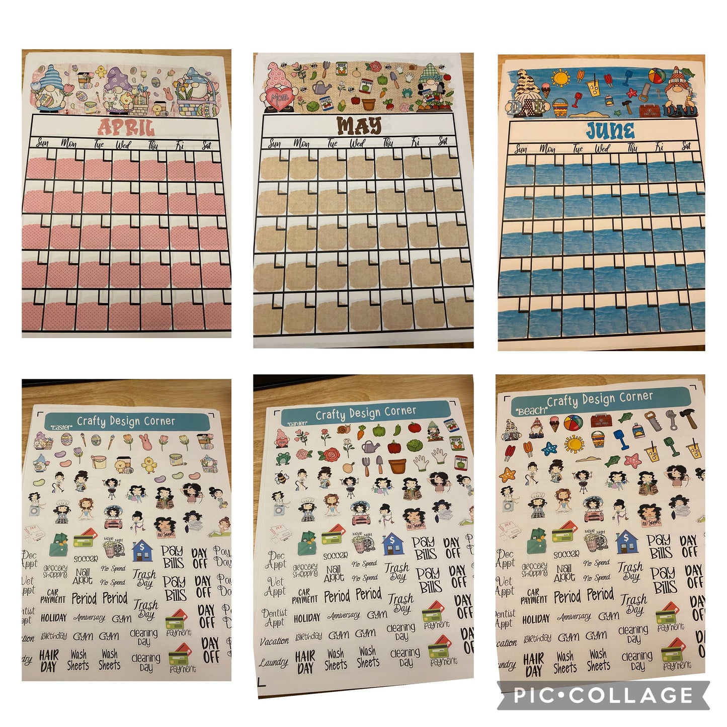 Background Themed Wall Planner Calendar with Sticker Sheets Bundle, Wall Caledar comes with Sticker sheet,  Sticker sheets Wall Calendar