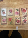 16 Rose Stamps,  PET Clear Rose Stamp Stickers, Adhesive Stickers, Pink Rose Stamps sticker