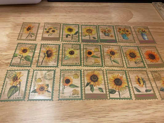 20 piece PET Clear Sunflower Stamp Stickers