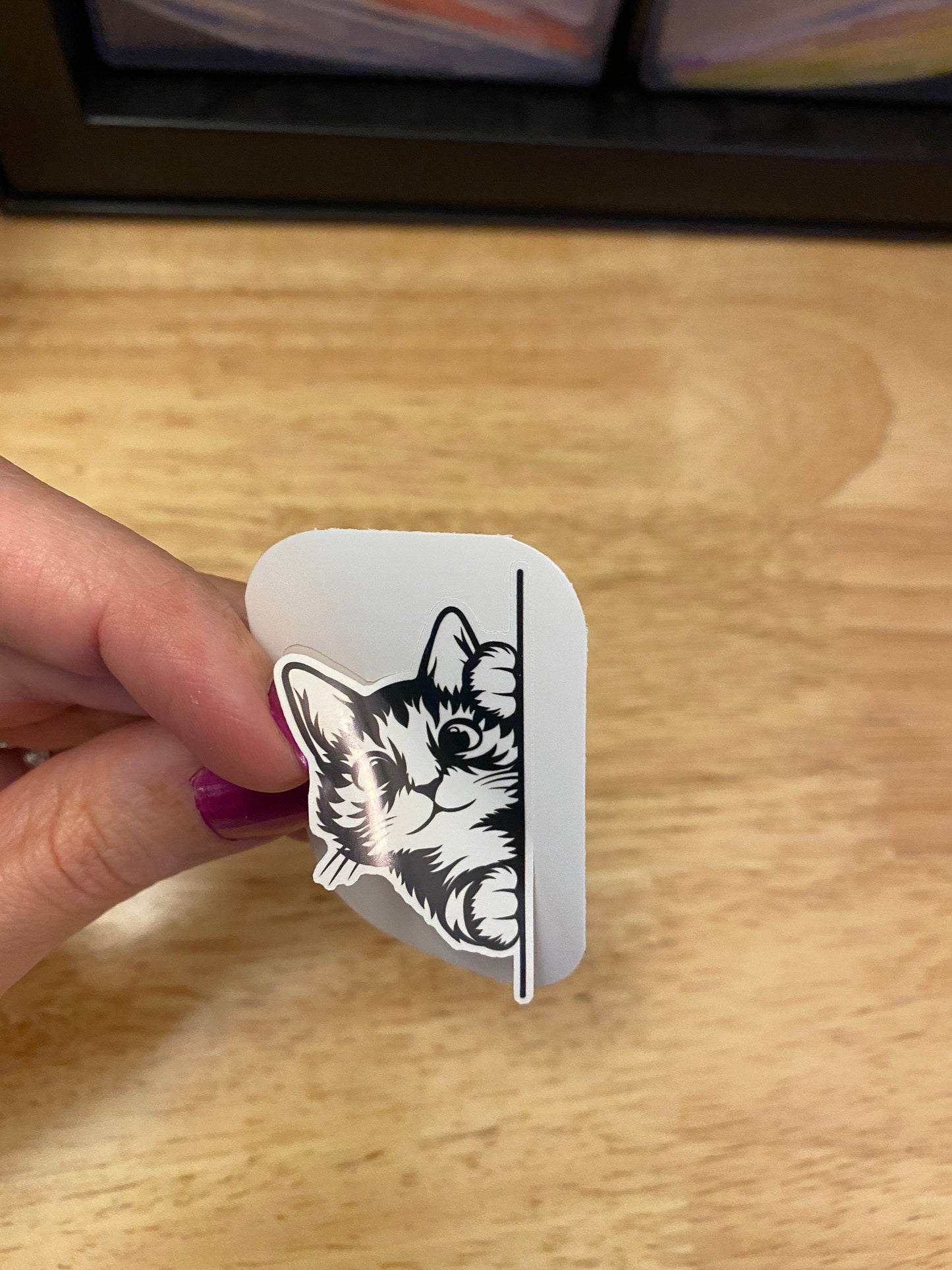 Kitty peeking around the corner STICKER