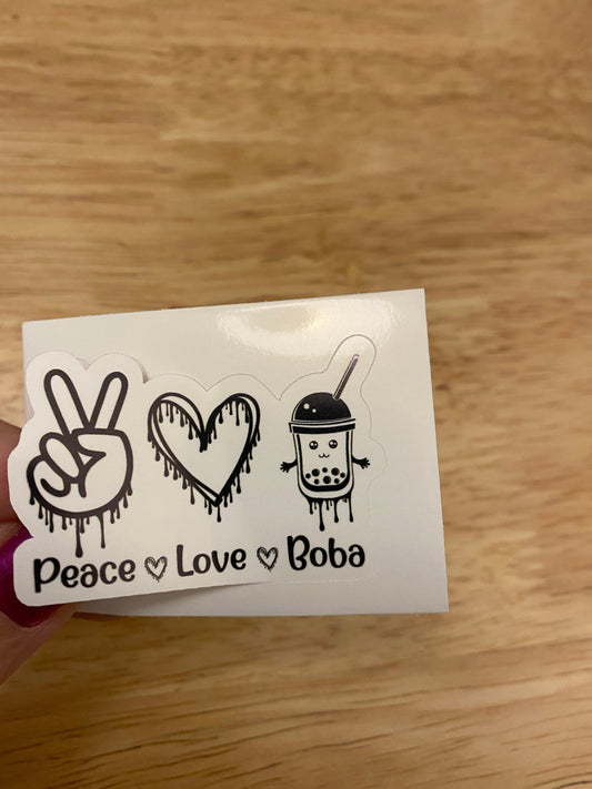 Peace Love Boba Tea Sticker