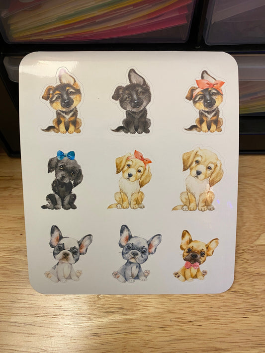 Sheet of Cute Puppies Stickers