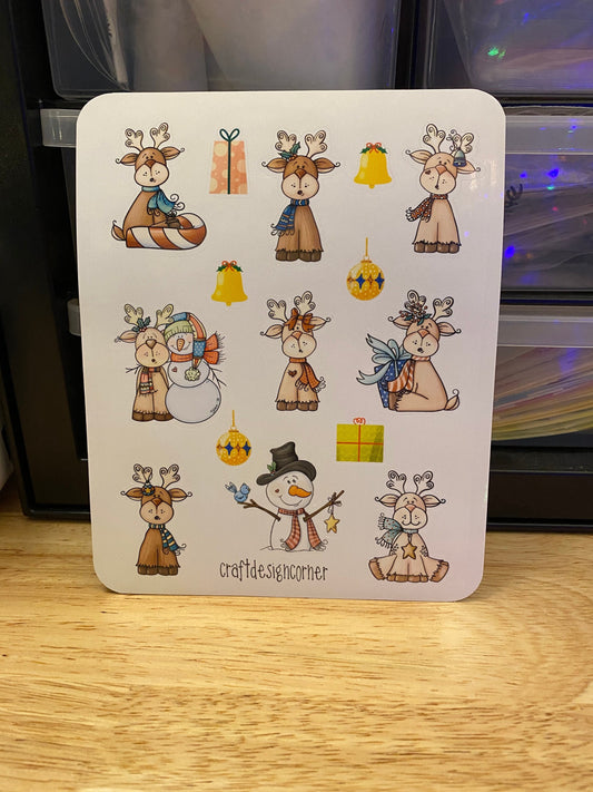 Sheet of Reindeer Stickers