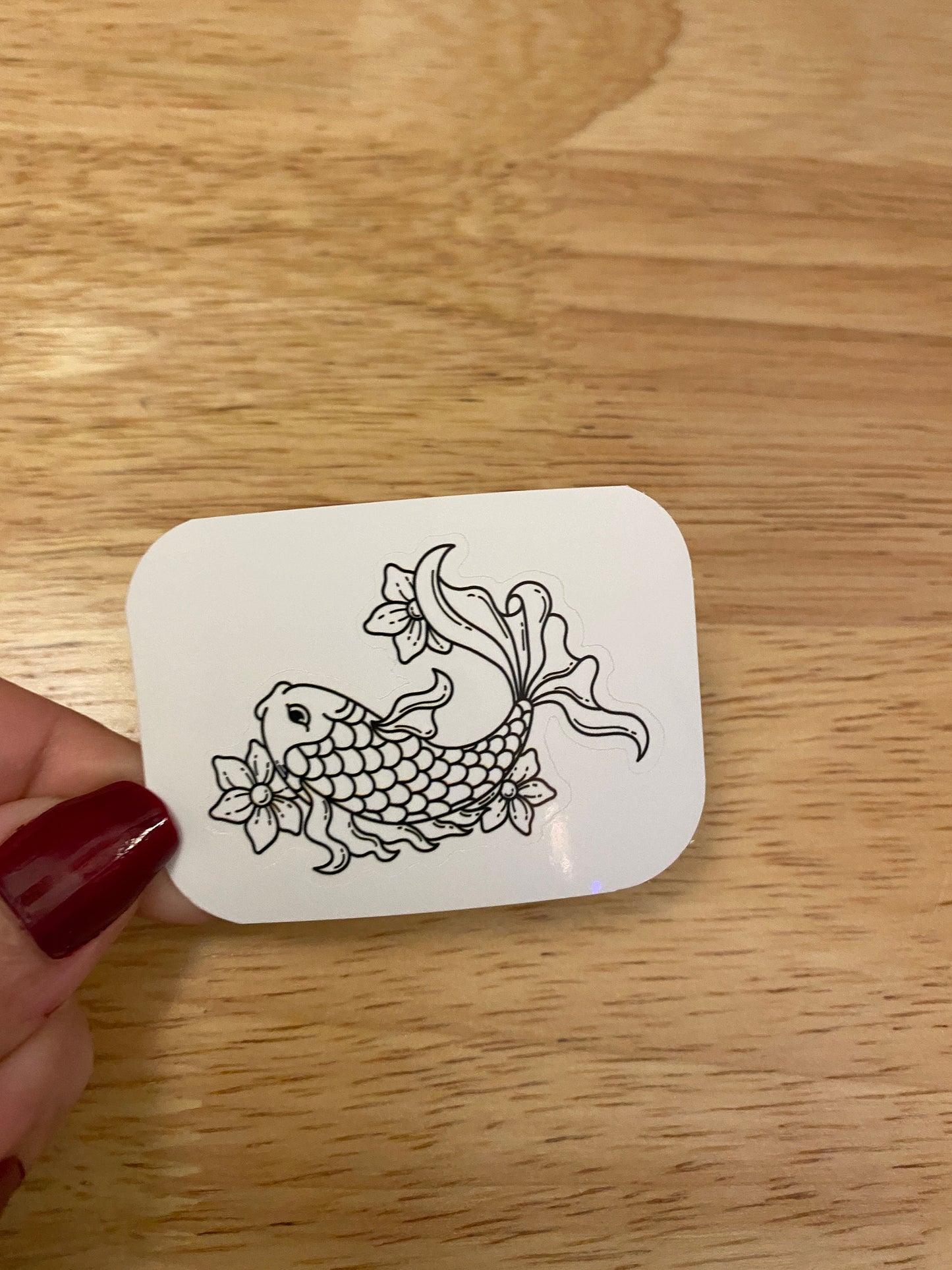 Flower Fancy fish Sticker, Cute Goldfish with flowers Sticker, Goldfish Sticker,Waterproof add-on, Flowers Fish Sticker