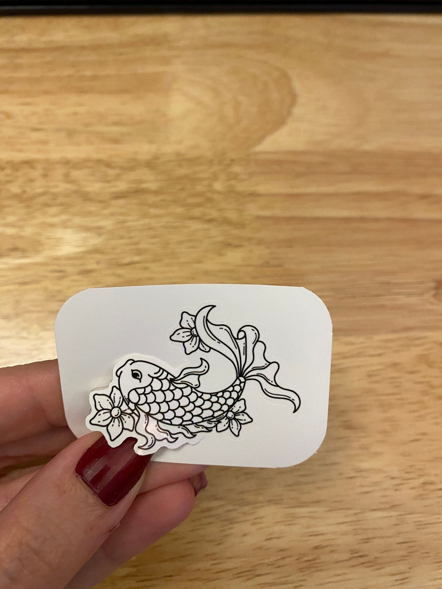 Flower Fancy fish Sticker, Cute Goldfish with flowers Sticker, Goldfish Sticker,Waterproof add-on, Flowers Fish Sticker