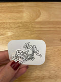 Flower Fancy fish Sticker, Cute Goldfish with flowers Sticker, Goldfish Sticker,Waterproof add-on, Flowers Fish Sticker