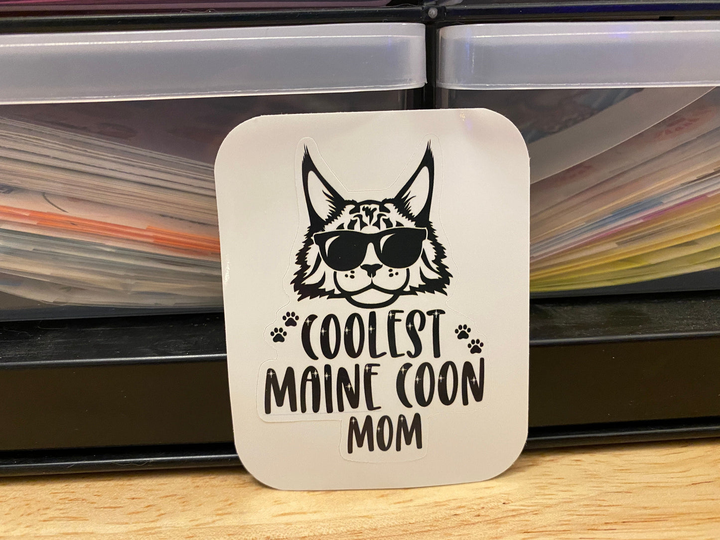 Coolest Maine Coon Mom Sticker, Maine Coon Mom sticker, Maine Coon Sticker, Mom sticker, Cat Mom sticker, Mom cat sticker