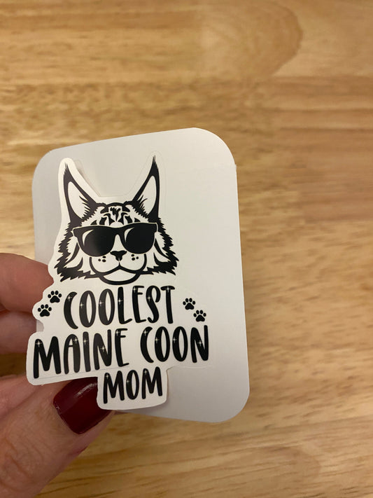 Coolest Maine Coon Mom Sticker, Maine Coon Mom sticker, Maine Coon Sticker, Mom sticker, Cat Mom sticker, Mom cat sticker