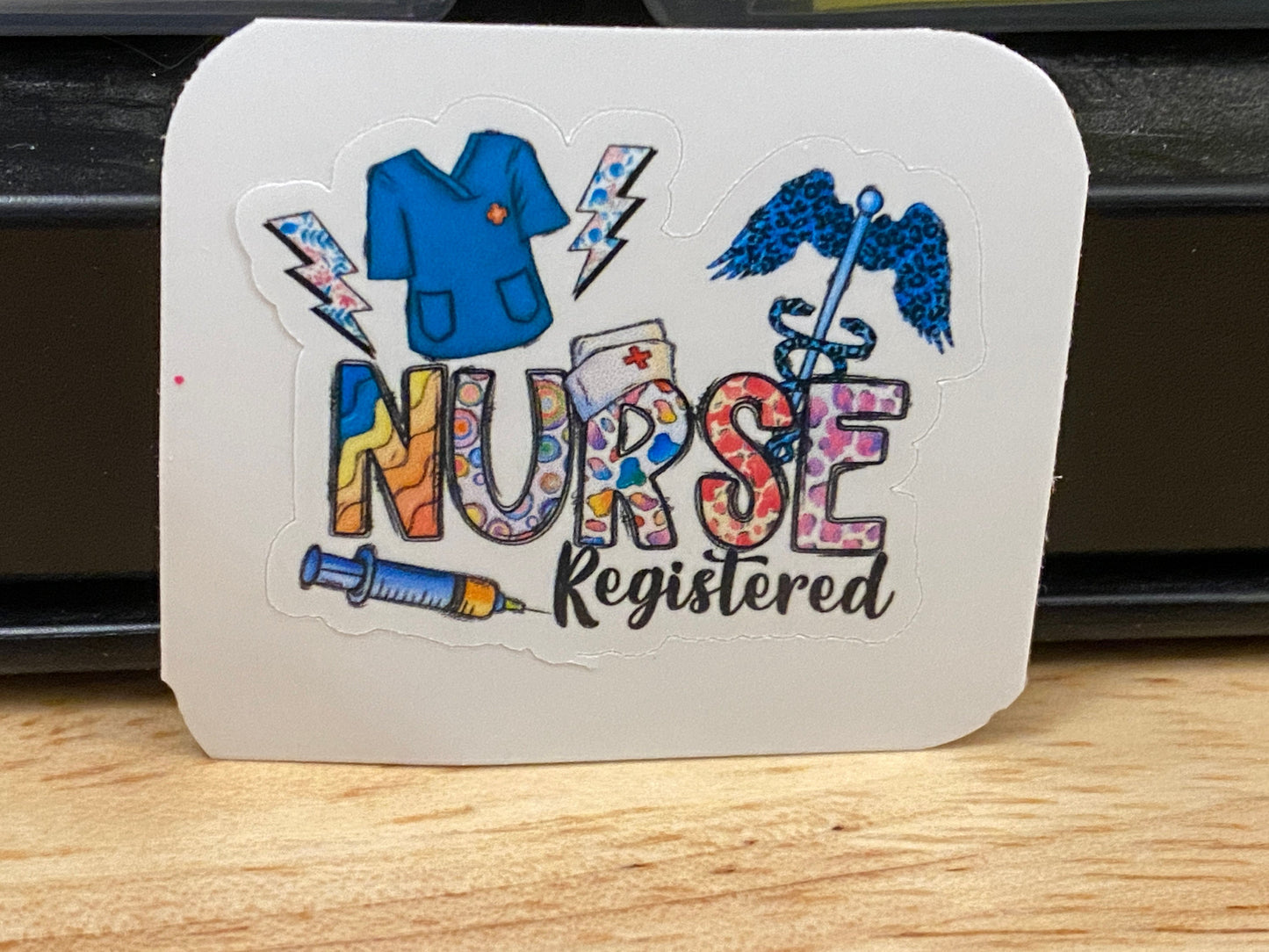 Scrubs Registered Nurse Sticker, RN Sticker, Medical STICKER, Cute Medical Design Sticker. Registered Nurse with Scrubs Sticker