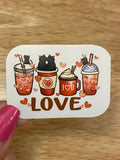 Cat Love Coffee Sticker, Cute Cat Coffee sticker, Cat Coffee Cup, Drink Coffee, Love Cat Coffee sticker