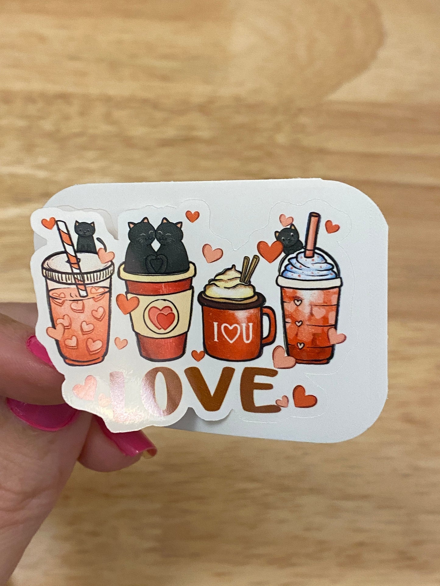 Cat Love Coffee Sticker, Cute Cat Coffee sticker, Cat Coffee Cup, Drink Coffee, Love Cat Coffee sticker