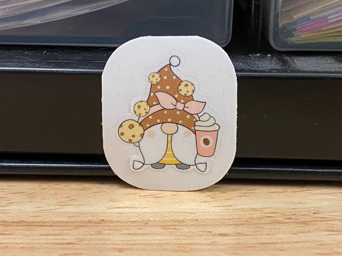Gnome with Coffee and Cookie Sticker