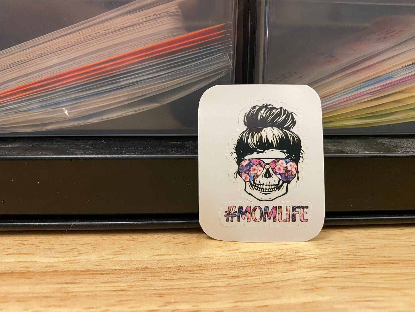 Skull #Mom Life sticker