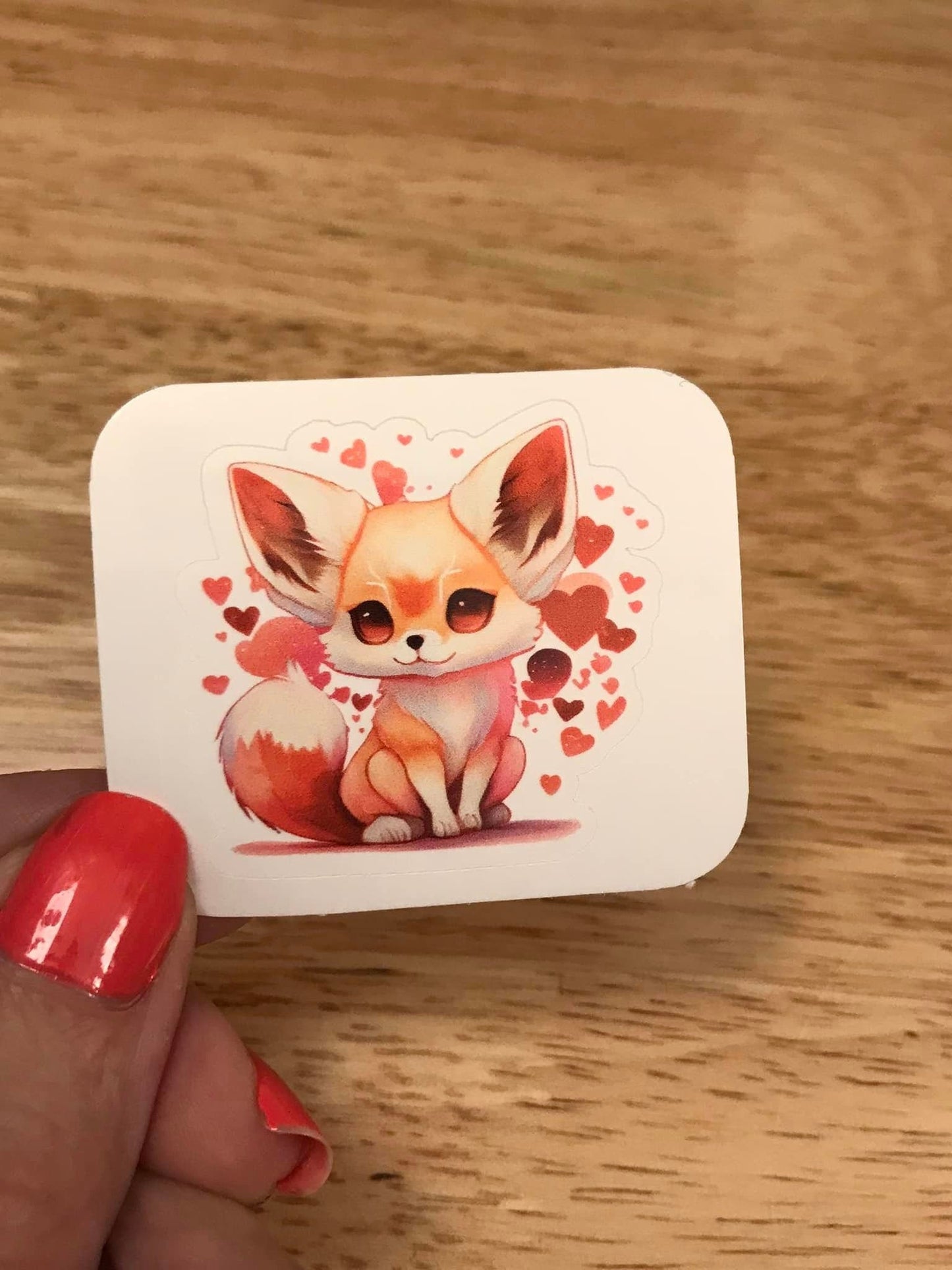 Valentine Foxy wtih hearts Sticker