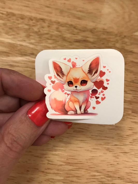 Valentine Foxy wtih hearts Sticker