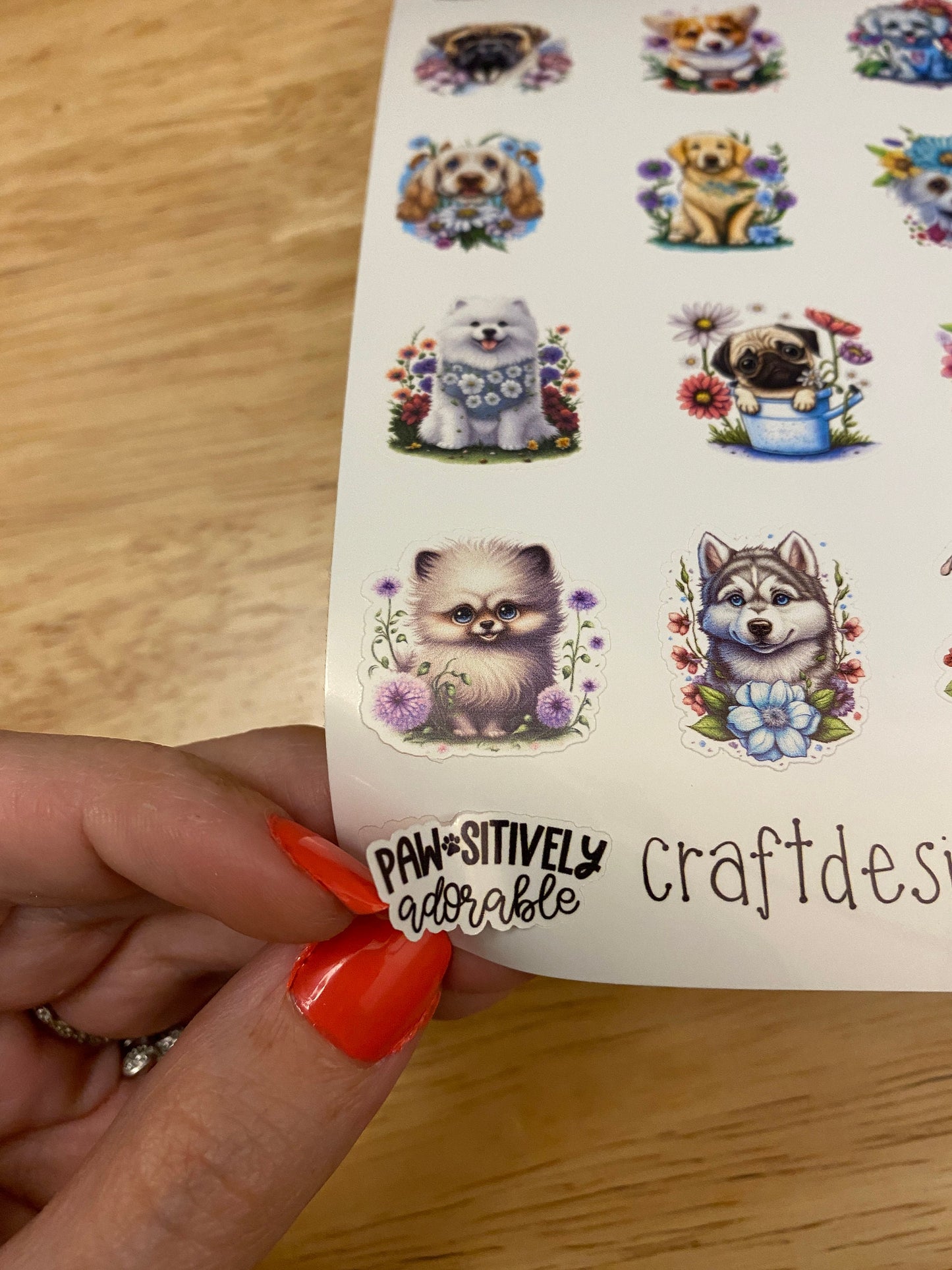 Sheet of Cute Dogs in Flowers Stickers