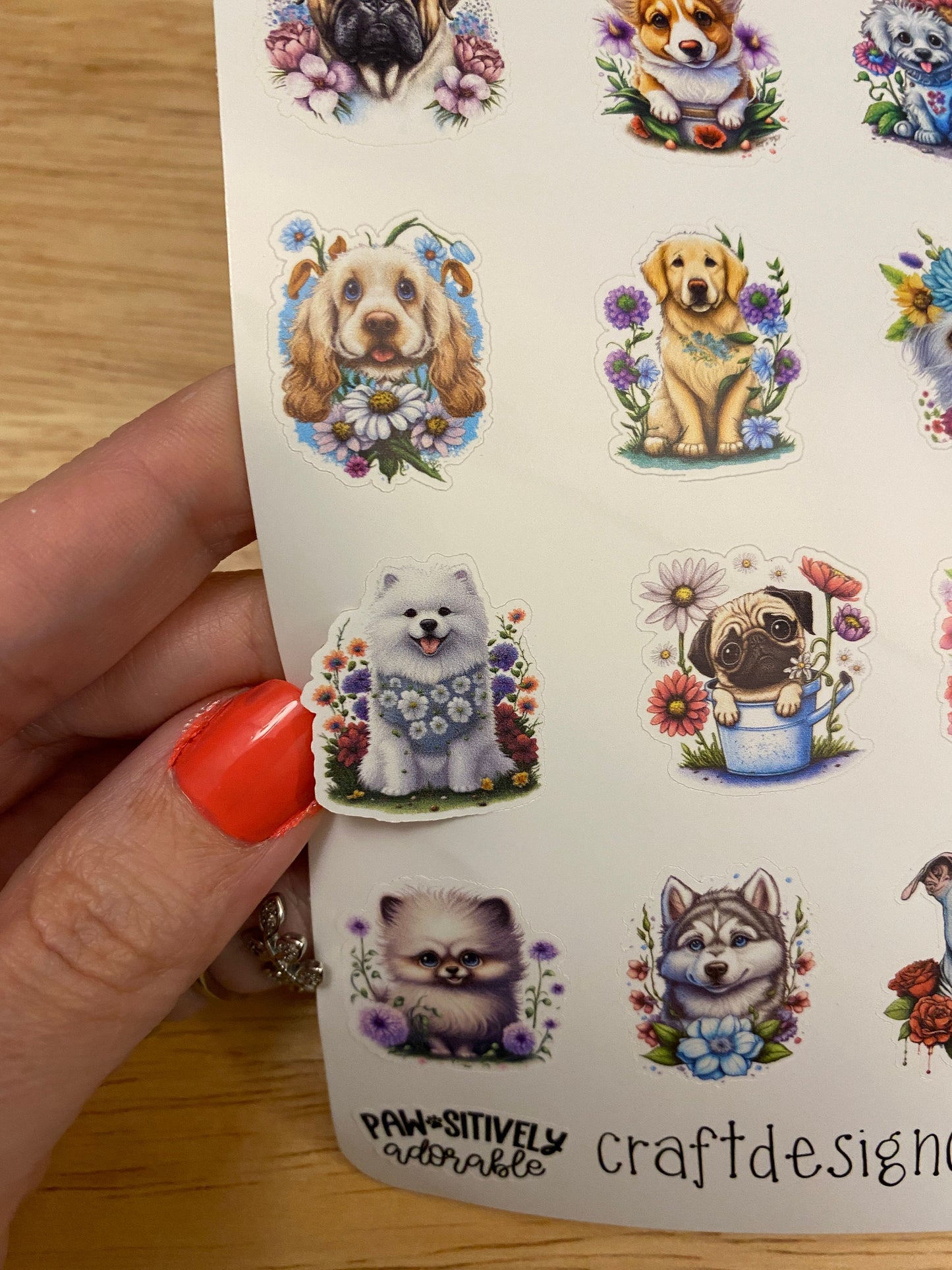 Sheet of Cute Dogs in Flowers Stickers