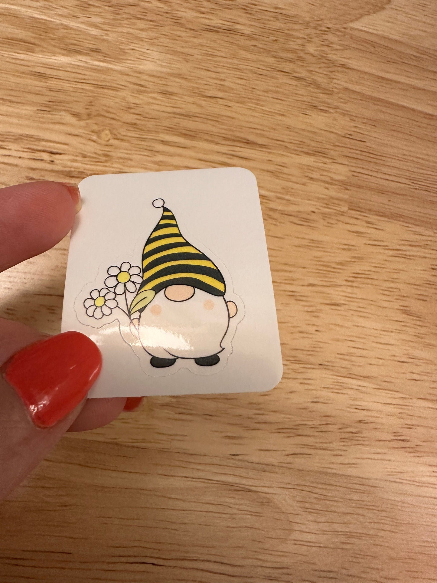 Bee Gnome with Daisy Sticker