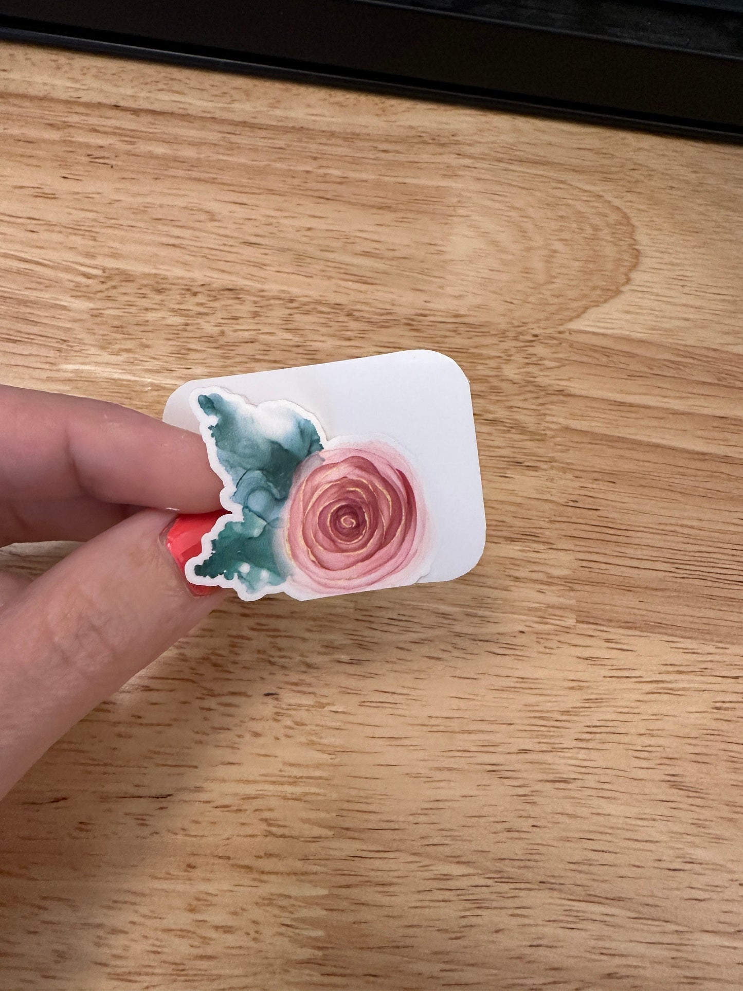 Watercolor Leafed Rose Sticker