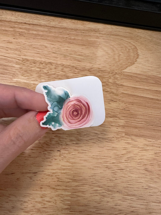 Watercolor Leafed Rose Sticker