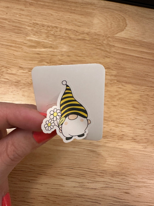 Bee Gnome with Daisy Sticker