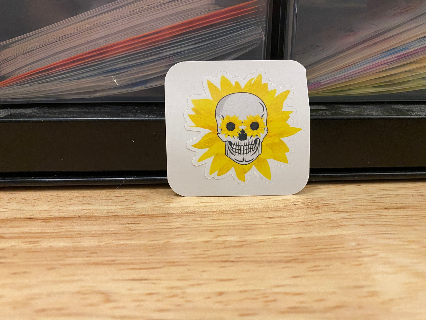 Sunflower Skull Sticker