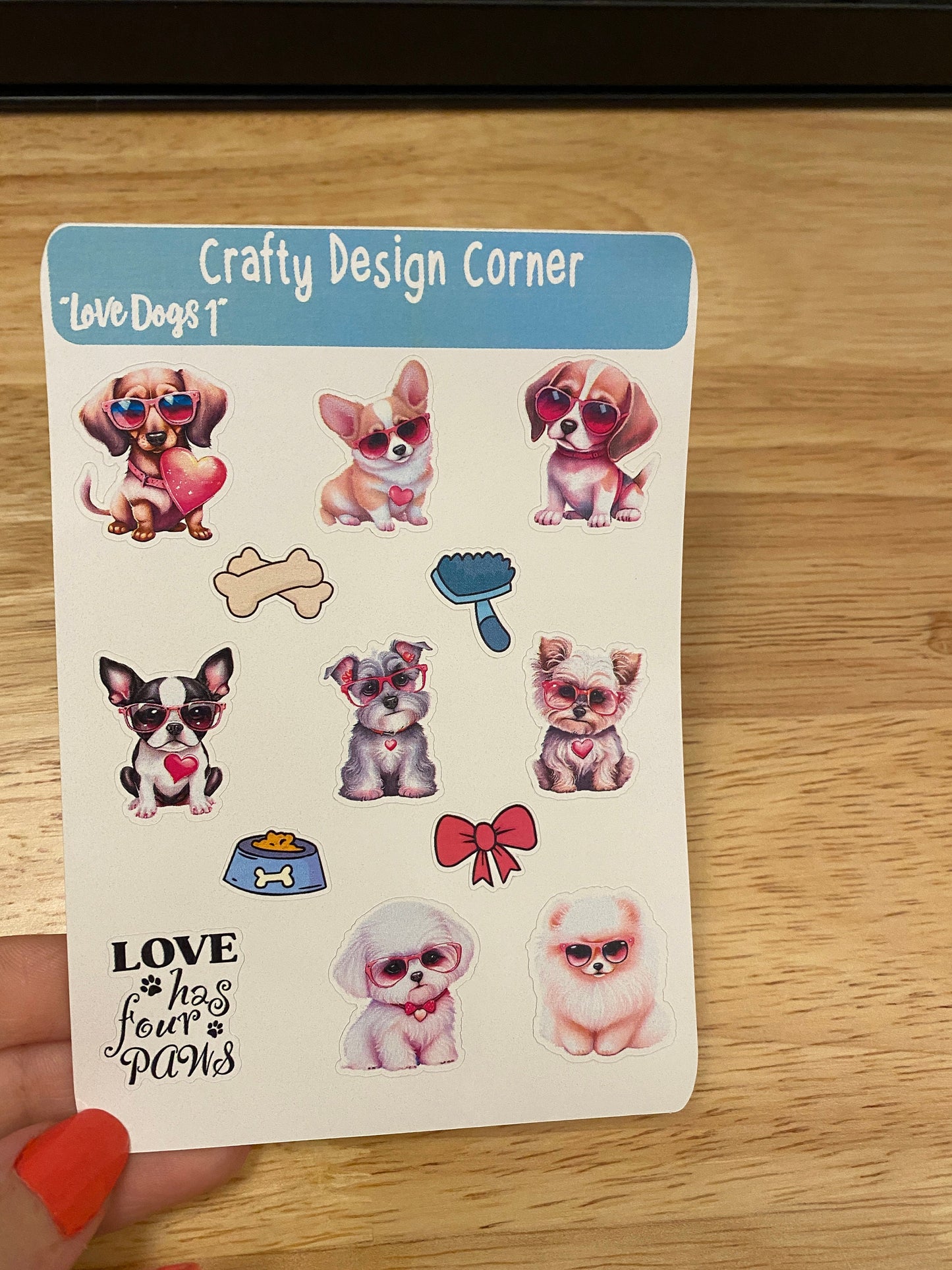1" Love Dog STICKERS Sheet