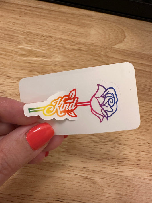 Rainbow Kind Rose Sticker