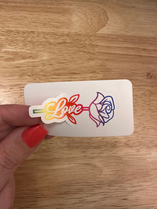 Rainbow Love Rose Sticker