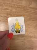 Pigtails Bee Gnome with Daisy Sticker, Daisy with Gnome Sticker, Gnome and Flowers Sticker, Cute Gnome with Bee outfit
