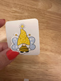 Pigtails Bee Gnome with Daisy Sticker, Daisy with Gnome Sticker, Gnome and Flowers Sticker, Cute Gnome with Bee outfit