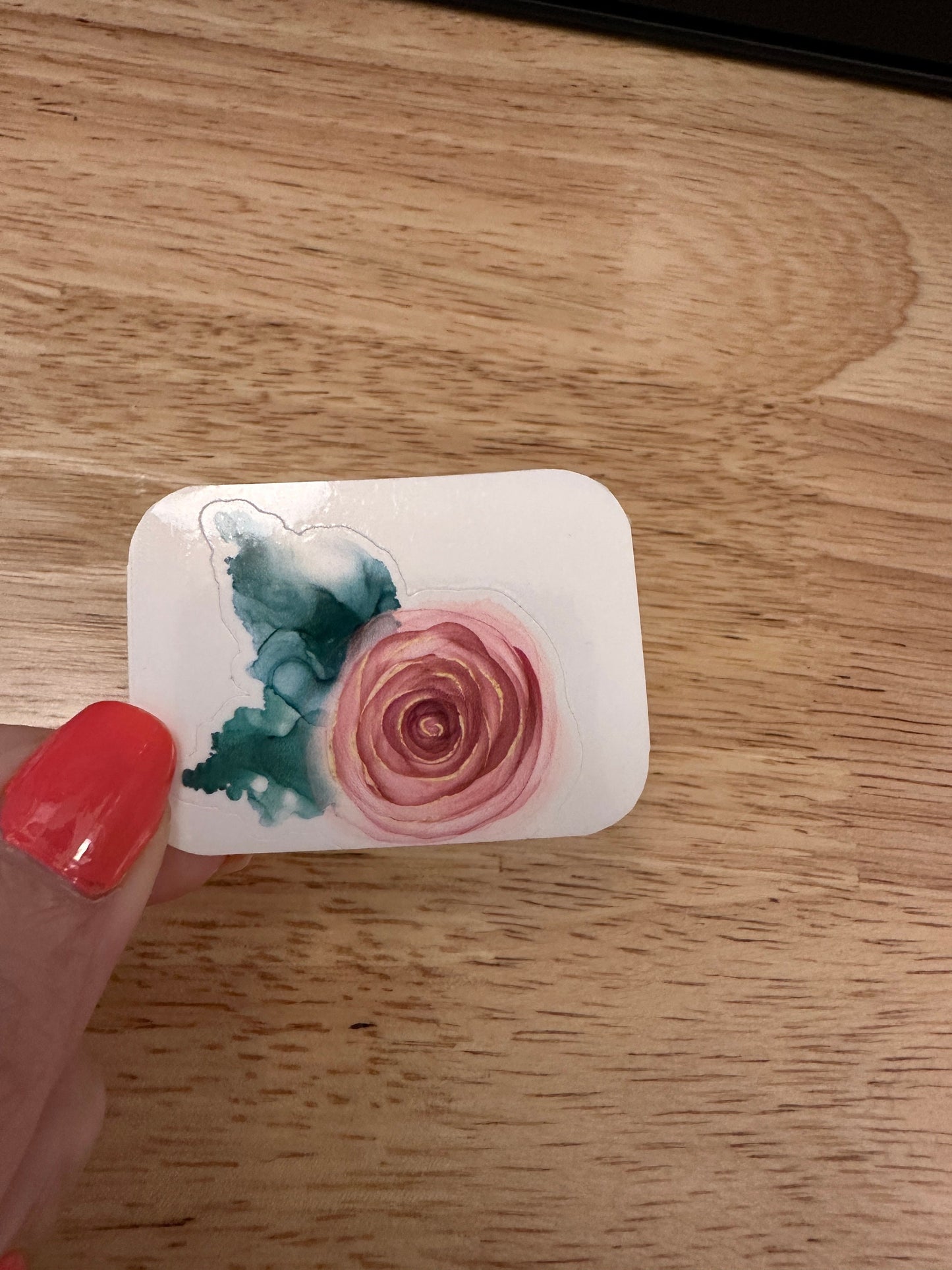 Watercolor Leafed Rose Sticker