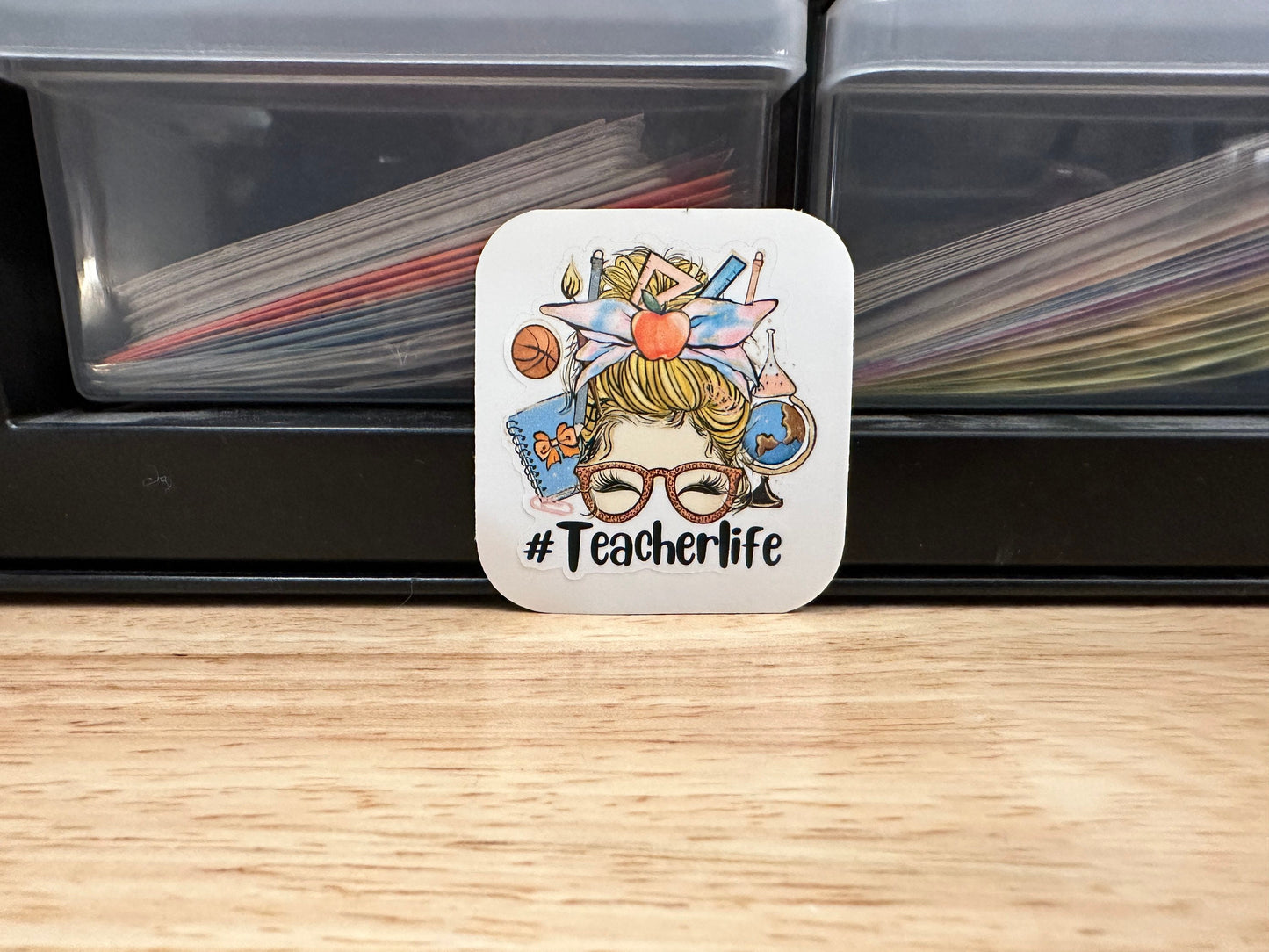 Teacher Life Sticker, Teacher Sticker, Education STICKER, Cute Teacher Design Sticker, Hair bun Sticker, School Sticker