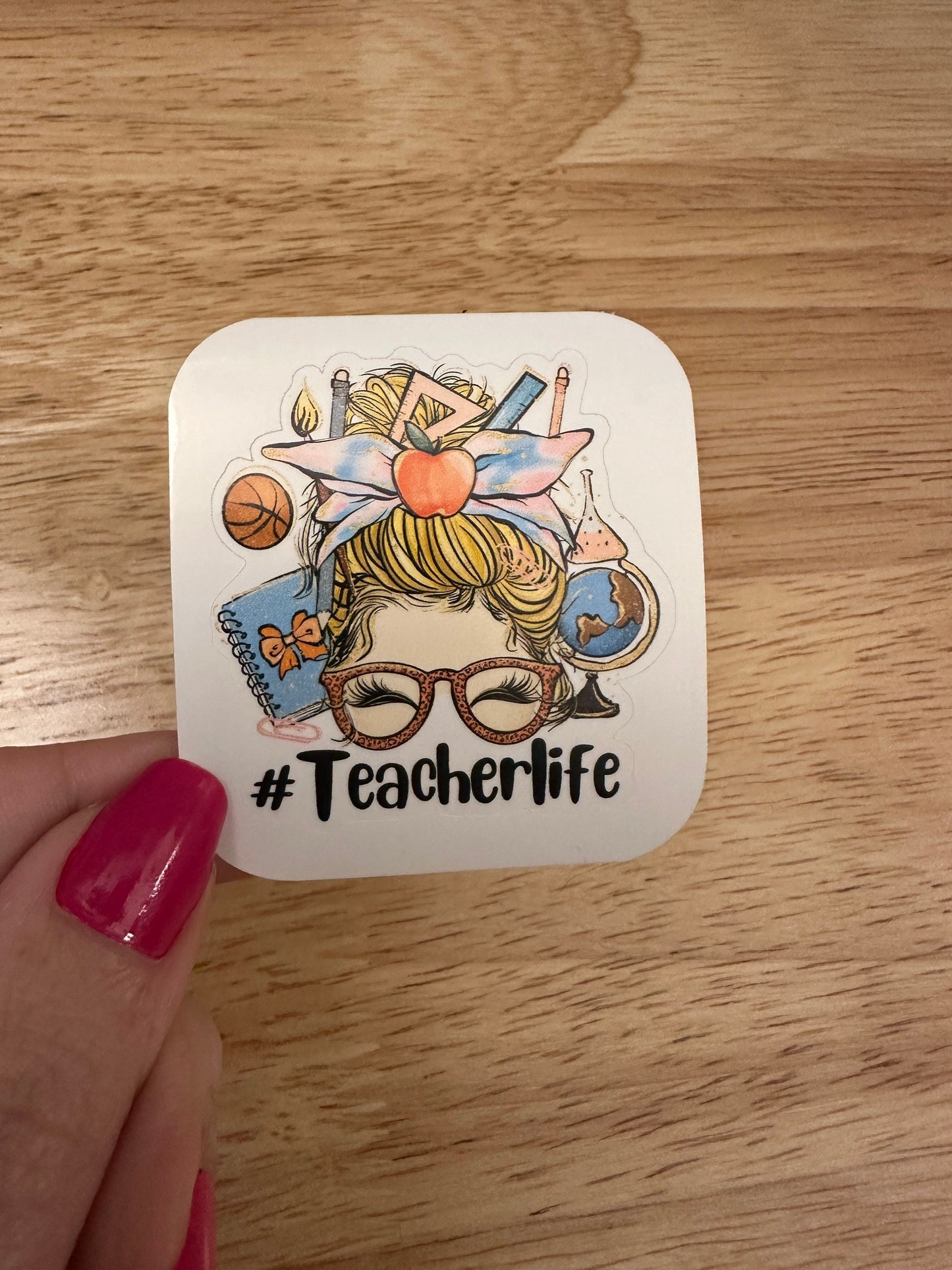 Teacher Life Sticker, Teacher Sticker, Education STICKER, Cute Teacher Design Sticker, Hair bun Sticker, School Sticker