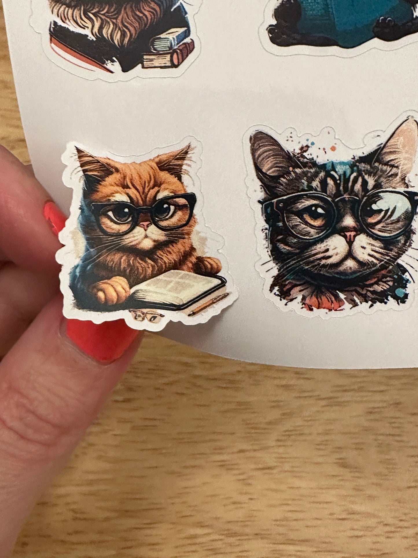 Cat with Glasses and books Planner STICKER, Cute Cat with books Planner Sticker, Glasses and Cats Stickers, Cat Likes books