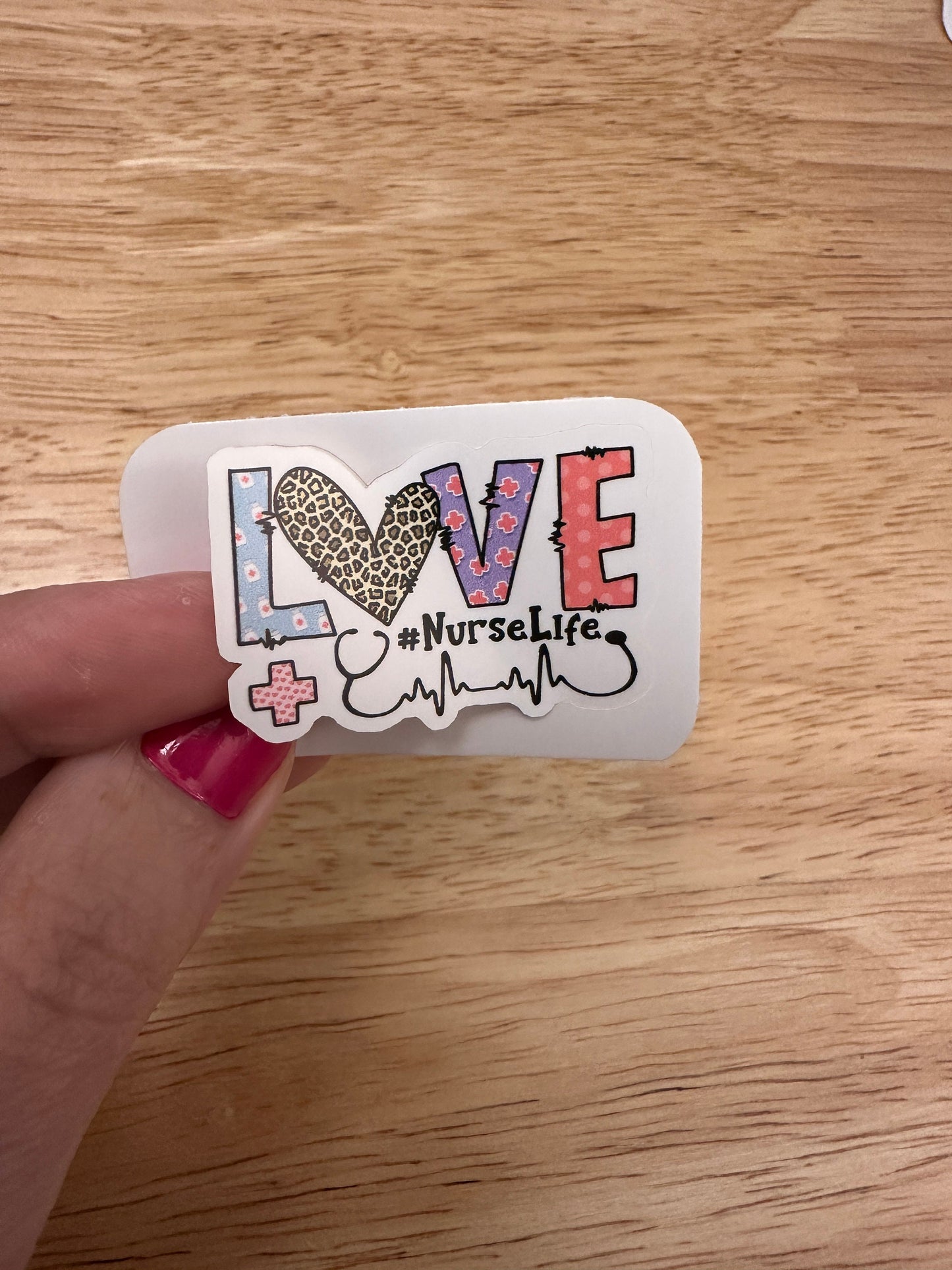 Set of 4 Nurse Stickers, Love Nurse Life sticker, Nursing inmt heart sticker, Peace Love Nursing sticker, Coffee Scrubs Rubber Gloves Sticke
