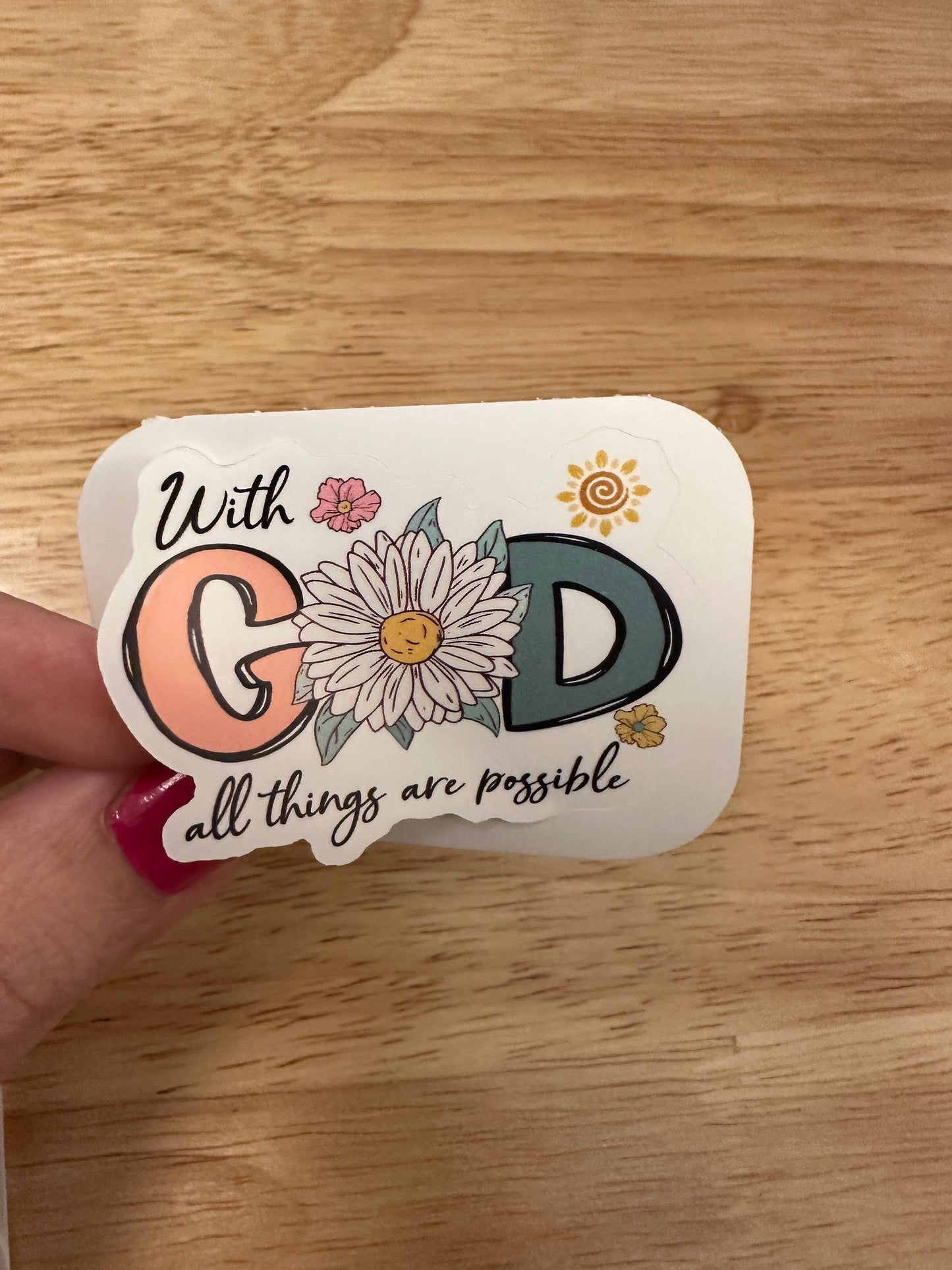 Pack of 4 Christian Stickers, I can do all things through Christ who strengthens me, with God all things are possible, biblical stickers