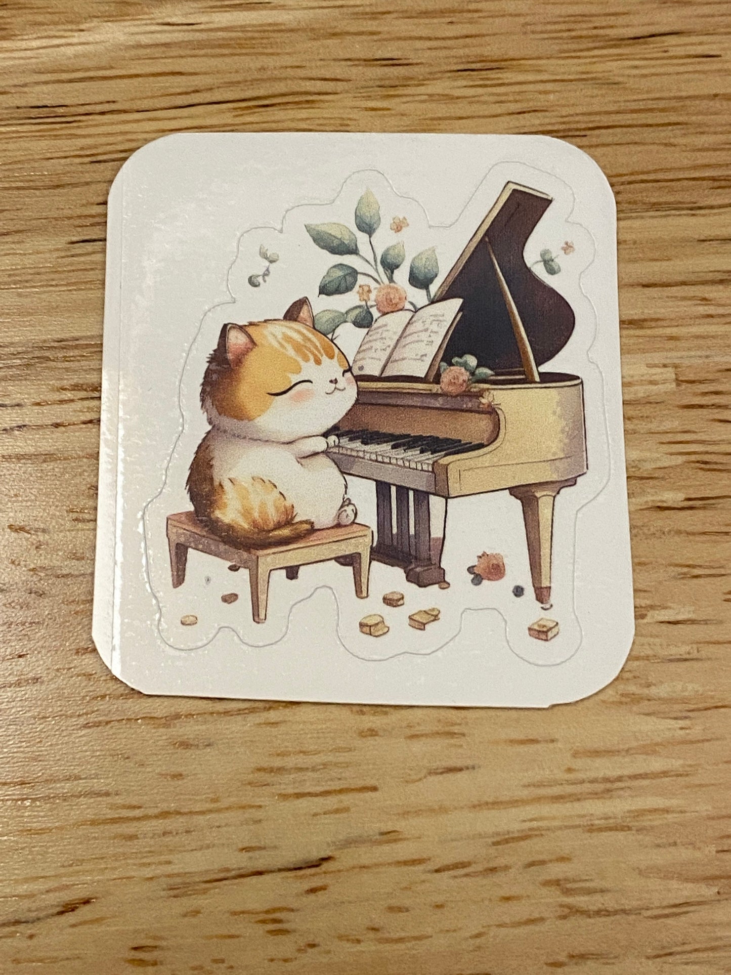 Set of two Cats playing the piano stickers, Piano playing kitty sticker, Musical Cats on Piano set