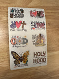 BOPP Sheet of Christian Stickers 2.2", Godly Stickers, Bibilical Stickers, Flowers on christian stickers
