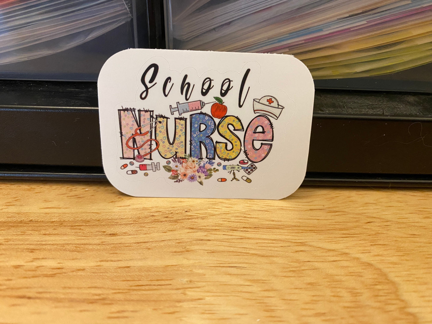 School Nurse Sticker, Licensed School Nurse Sticker, Medical STICKER, Cute School Design Sticker,  Nurse Sticker