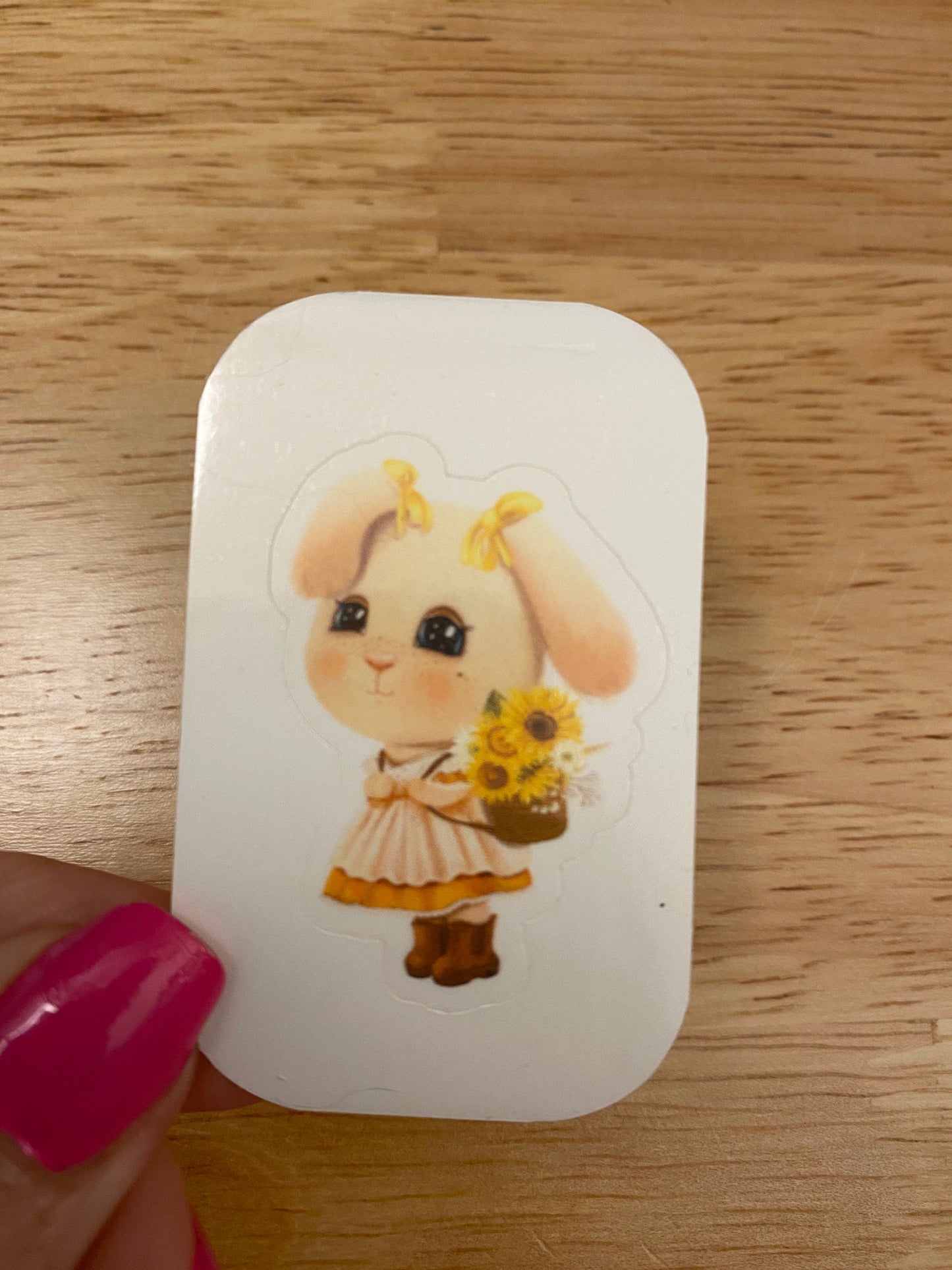 Cute Bunny with Sunflowers Sticker, Rabbit with Flowers Sticker, Bunny Sticker, Rabbit Sticker, Cute Bunny sticker with sunflowers