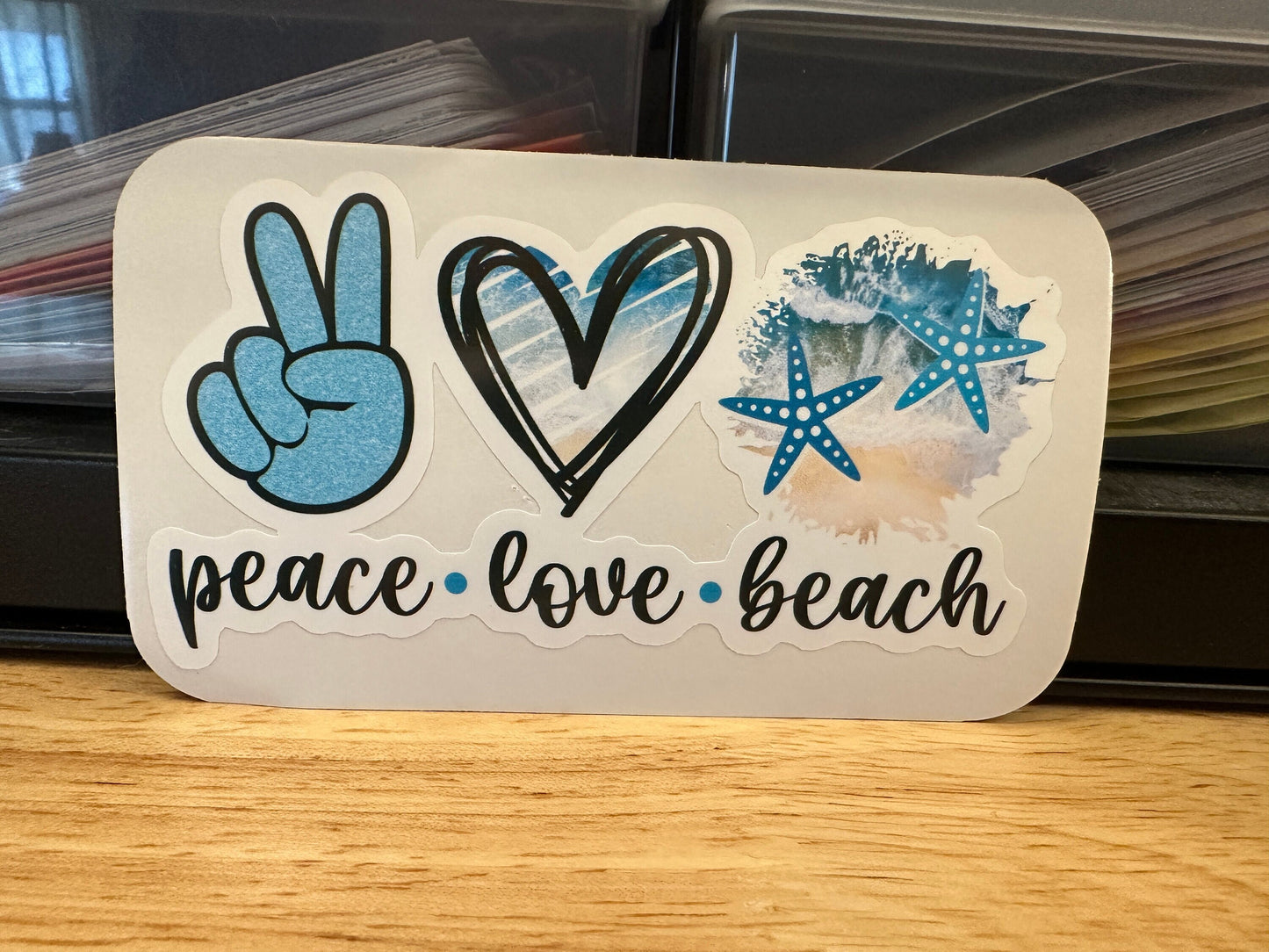Peace Love Beach Sticker, Beach Sticker, Ocean Sticker | Cute Love Beach Design Sticker, peach beach sticker, love beach sticker, vacation