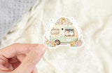 Camping Cats STICKER, Cute Cats Camping sticker, Holographic option