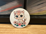 Kitty with Flowers 2.25" Button Pins or 1.25" Button options, Back Pack Decoration, Cat Pin, Cat designed pinback