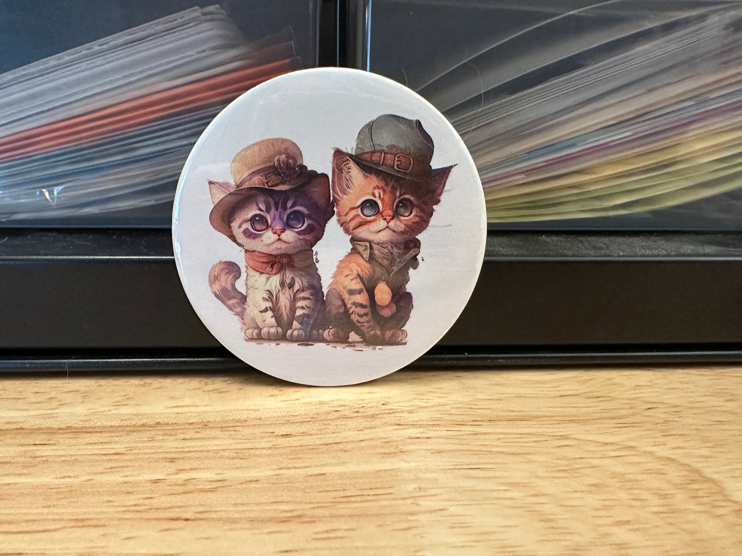 Cowboy Cats 2.25" Button Pins or 1.25" Button options, Back Pack Decoration, Cat Pin, Cat designed pinback, Cats with Hats