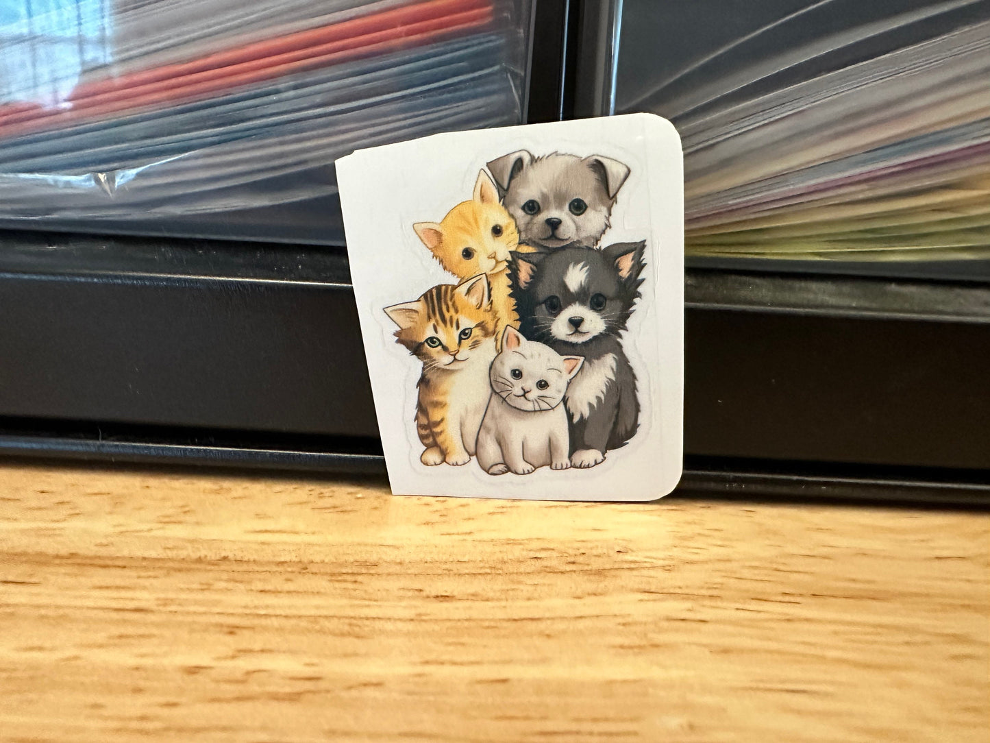 Cute Cat with Dogs Sticker, Cute Dog with Cat sticker, Halographic option